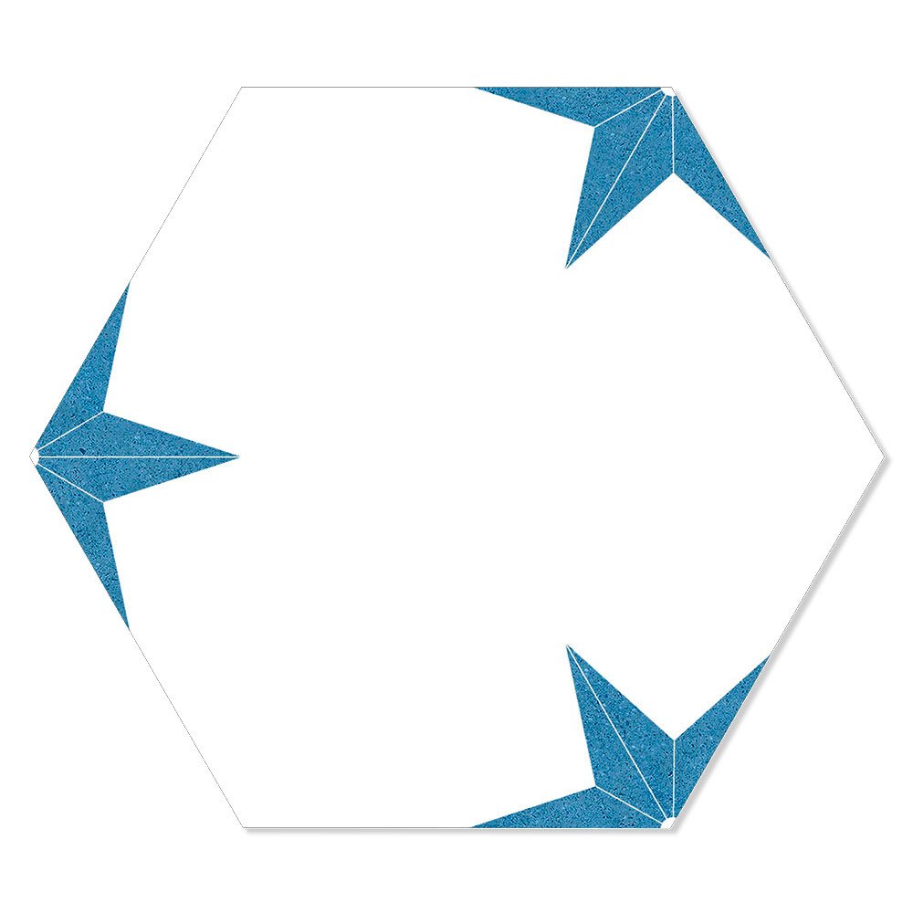Hexagon Klinker Stella Vit-Blå Mönstrad 22x25 cm Hexagon Klinker Stella Vit-Blå Mönstrad 22x25 cm
